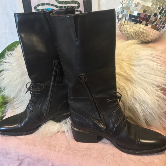 Donald J. Pliner Shoes - Donald J Pliner Leather Shanan Lace Up and Zippered Boots | Size 6B